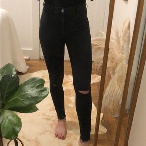 Zara skinny distressed black jeans